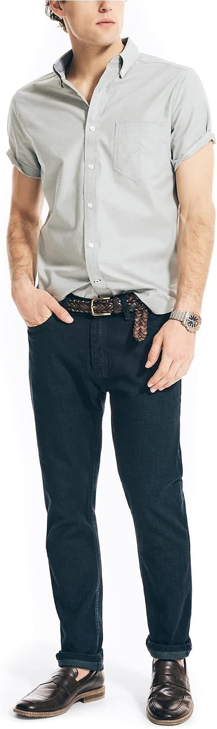 image:imageNautica Mens ShortSleeve Oxford ShirtSeaspray