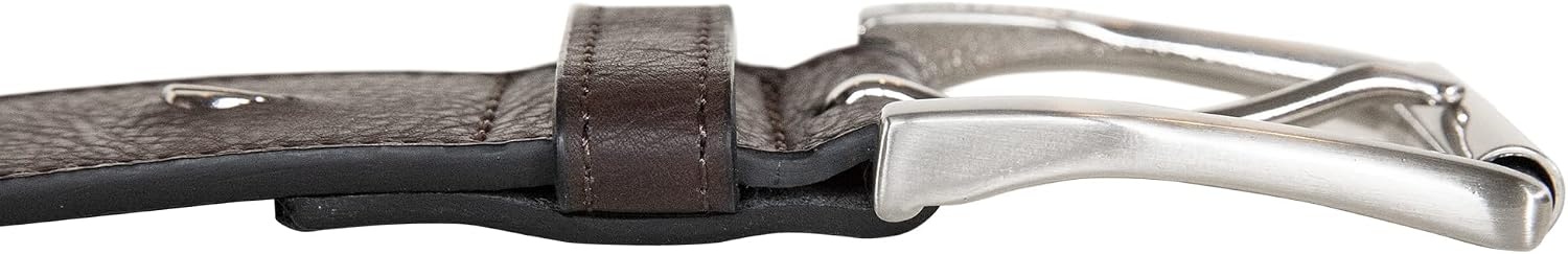 image:imageNautica Mens Signature Leather and Canvas Belt Ribbon Detail Flag Design Classic Casual Metal BuckleEmbossed Logo Brown