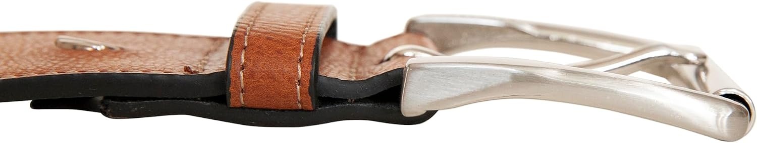 image:imageNautica Mens Signature Leather and Canvas Belt Ribbon Detail Flag Design Classic Casual Metal BuckleEmbossed Logo Tan
