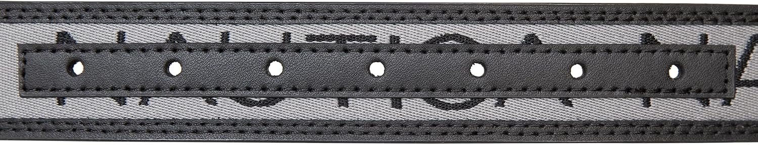 image:imageNautica Mens Signature Leather and Canvas Belt Ribbon Detail Flag Design Classic Casual Metal BuckleSignature Logo Grey