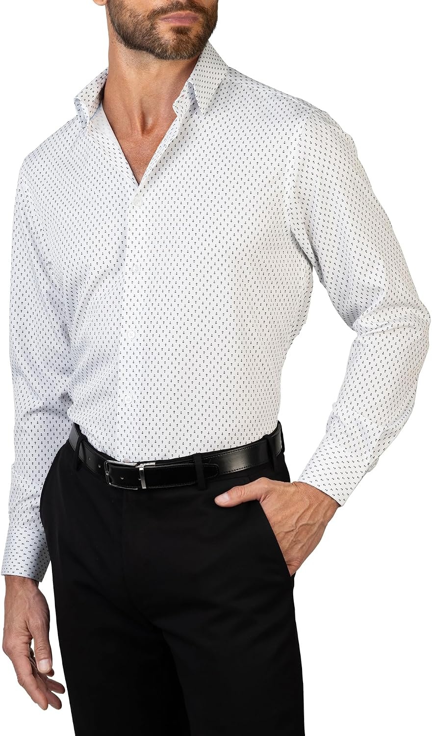image:imageNautica Mens Slim FitWhite Dark Navy Anchors