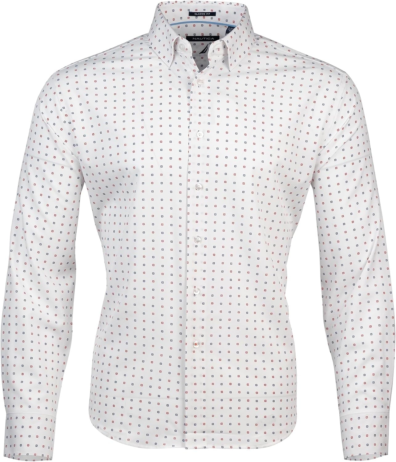 image:imageNautica Mens Slim FitWhite Grnd Red and Navy Print