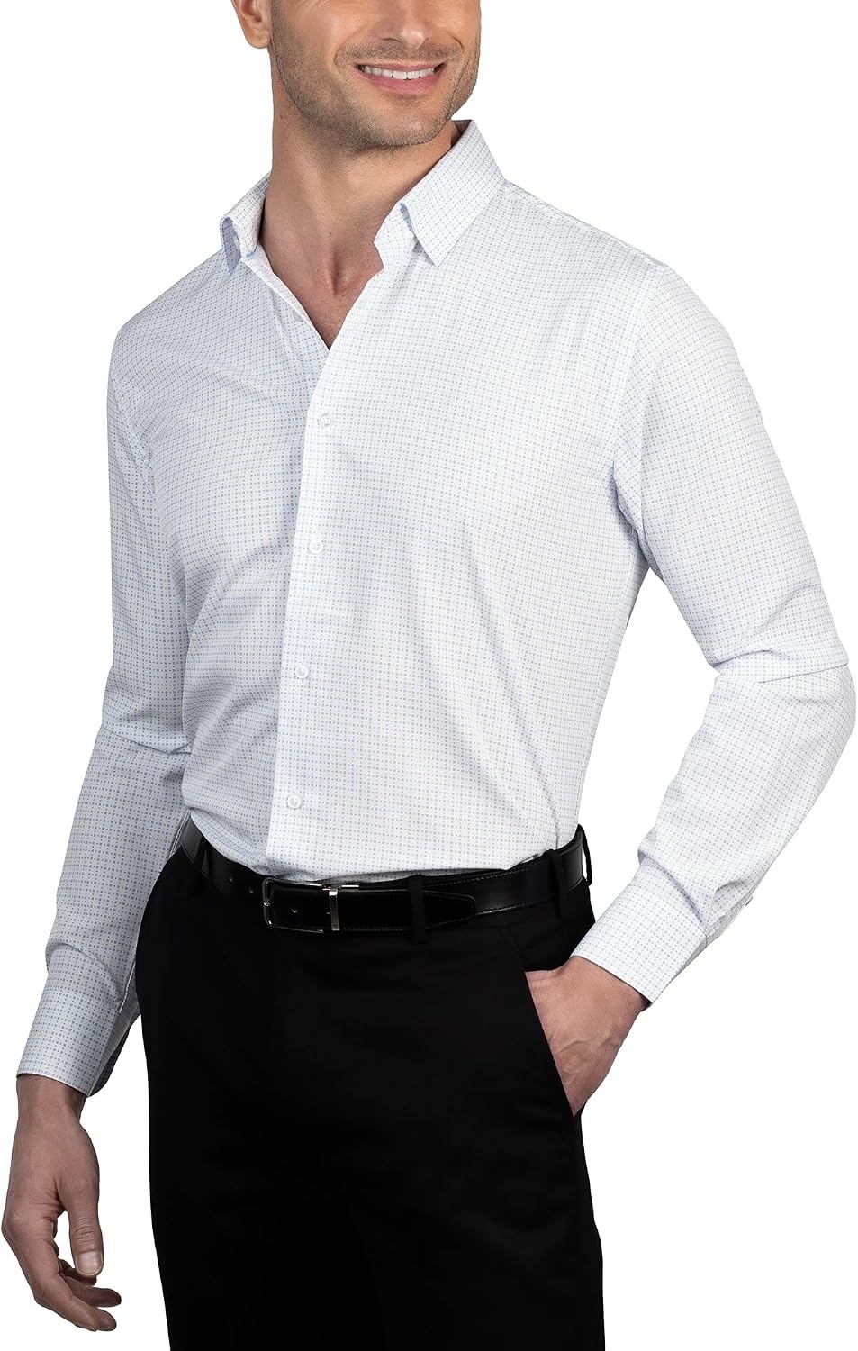 image:imageNautica Mens Slim FitWhite and Blue Geo Square Print