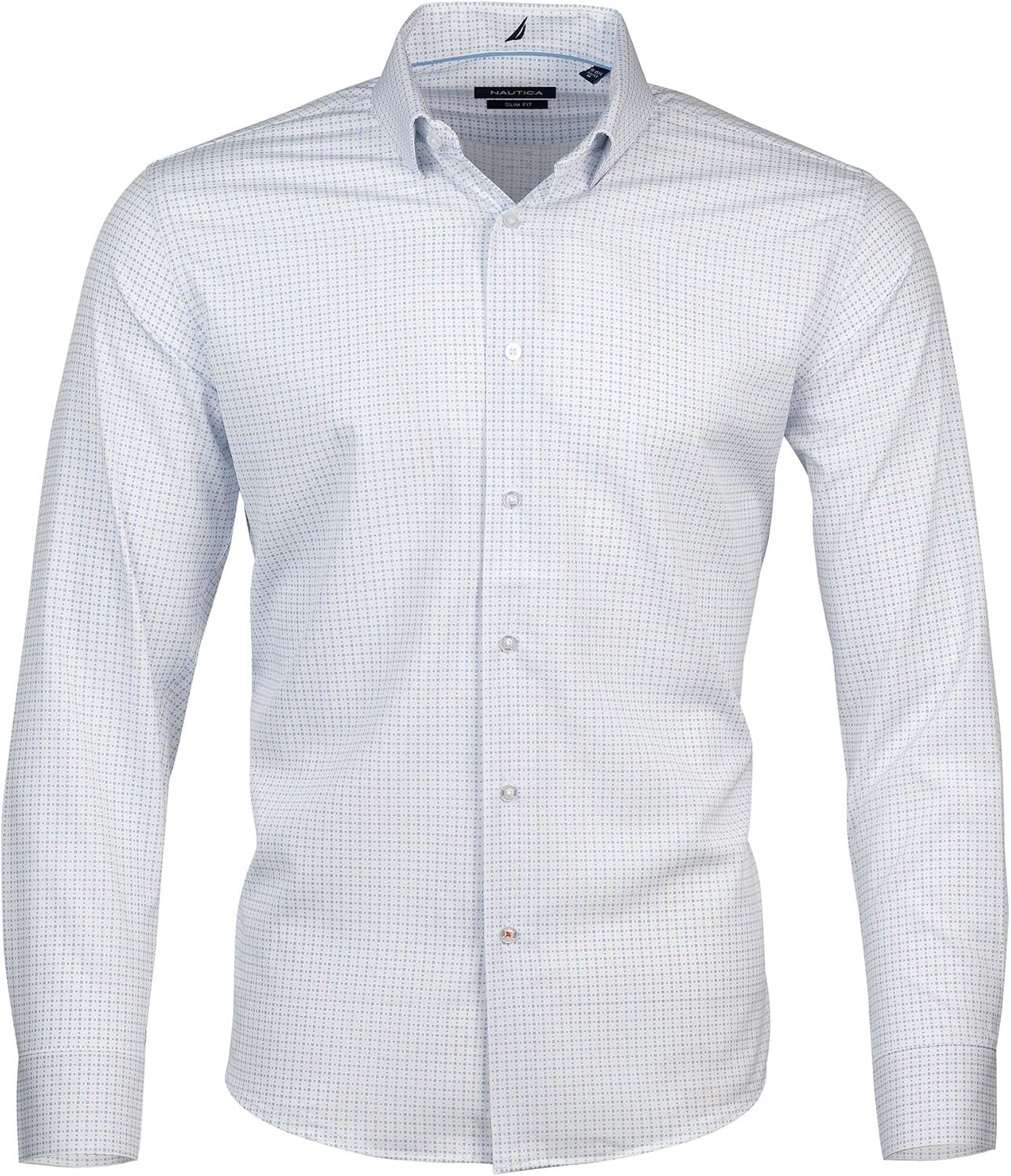 image:imageNautica Mens Slim FitWhite and Blue Geo Square Print