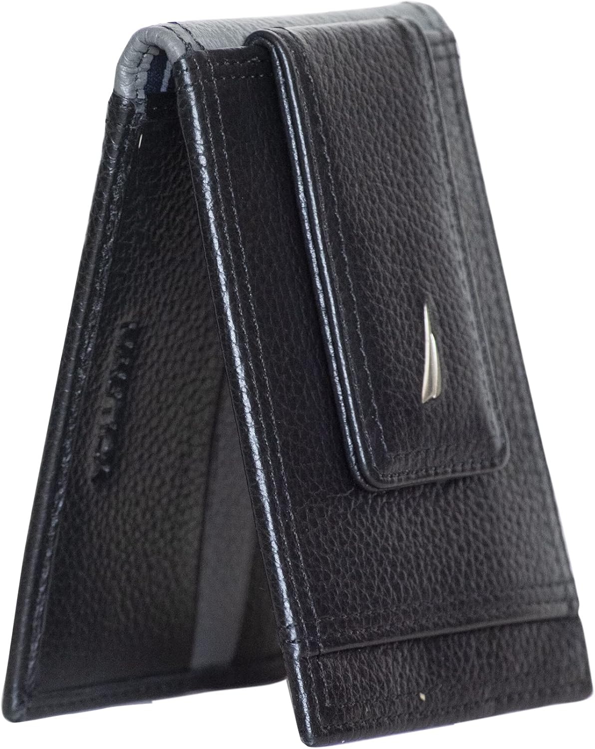 image:imageNautica Mens Slim Wallet Card Case RFID Blocking ID Window Minimalist Lightweight Genuine LeatherTwo Tone BlackGrey