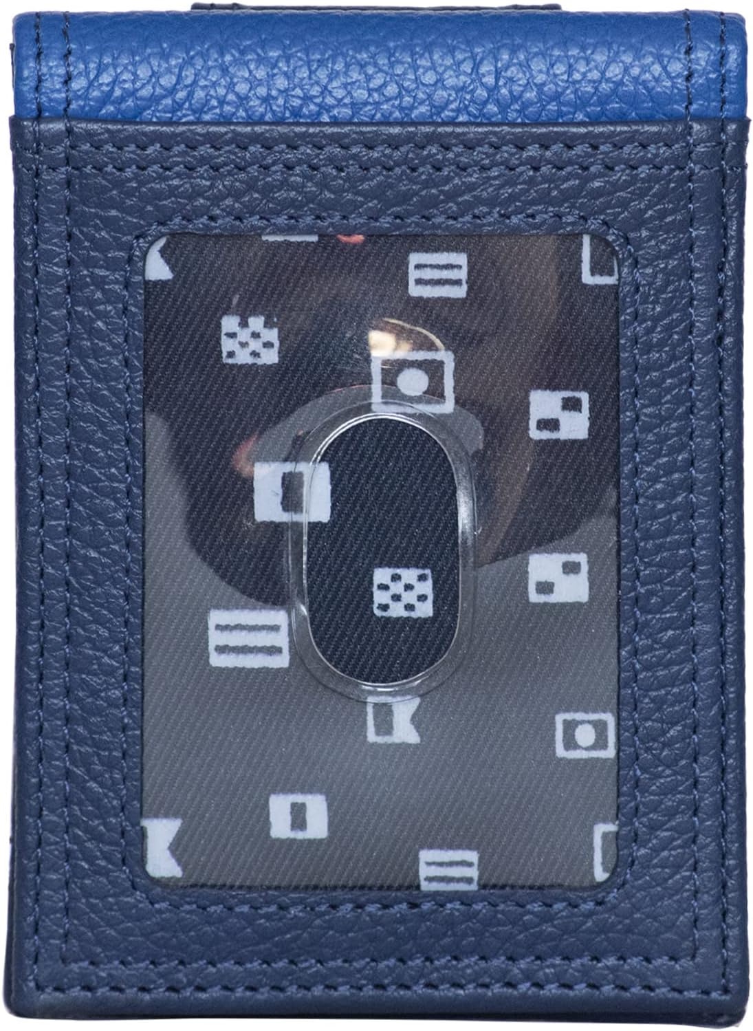 image:imageNautica Mens Slim Wallet Card Case RFID Blocking ID Window Minimalist Lightweight Genuine LeatherTwo Tone Cobalt Blue