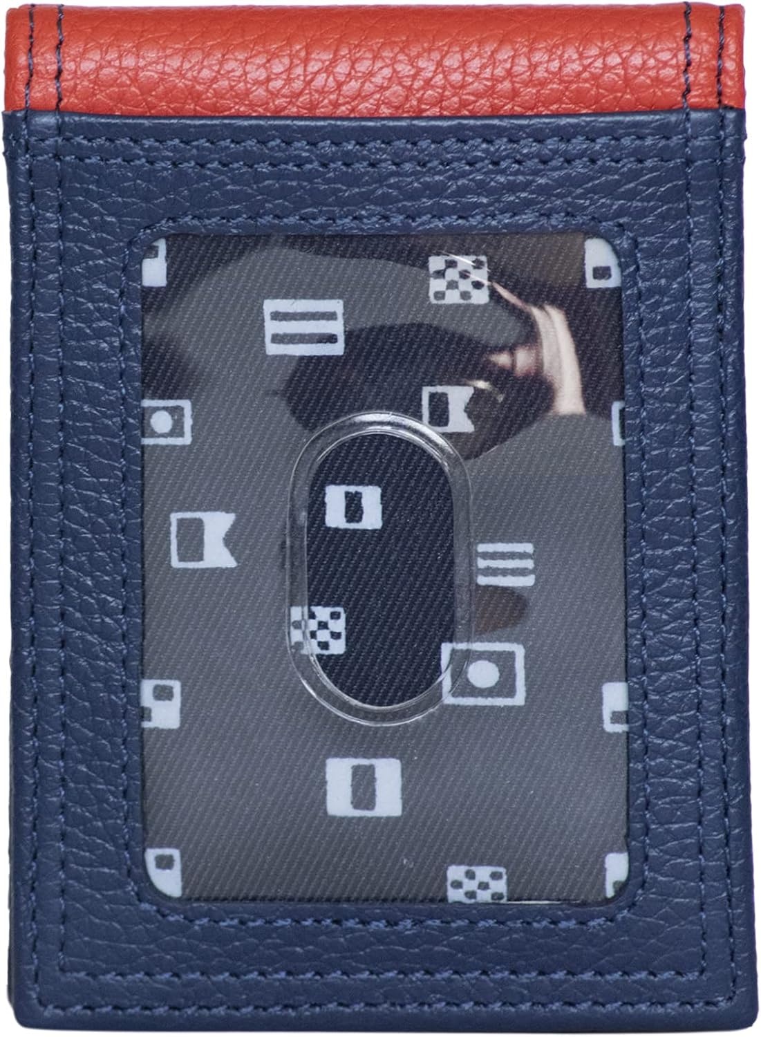 image:imageNautica Mens Slim Wallet Card Case RFID Blocking ID Window Minimalist Lightweight Genuine LeatherTwo Tone NavyRed