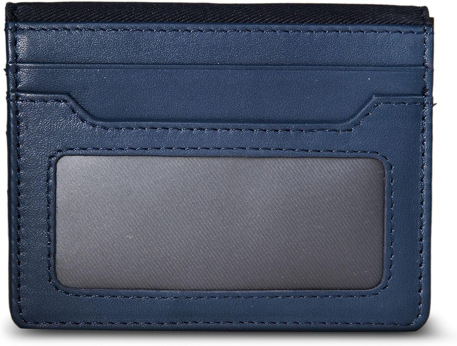 image:imageNautica Mens Slim Wallet Card Case RFID Blocking ID Window Minimalist Lightweight Genuine Leathermbroidered Sail Navy