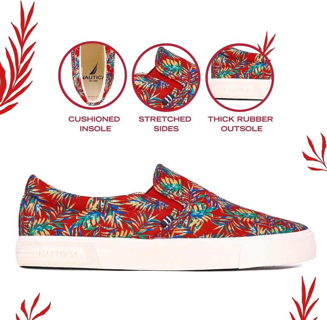 image:imageNautica Mens SlipOn Shoes Casual Fashion Breathable Loafer Cushioned Comfortable amp Lightweight ChandlerRed Palm