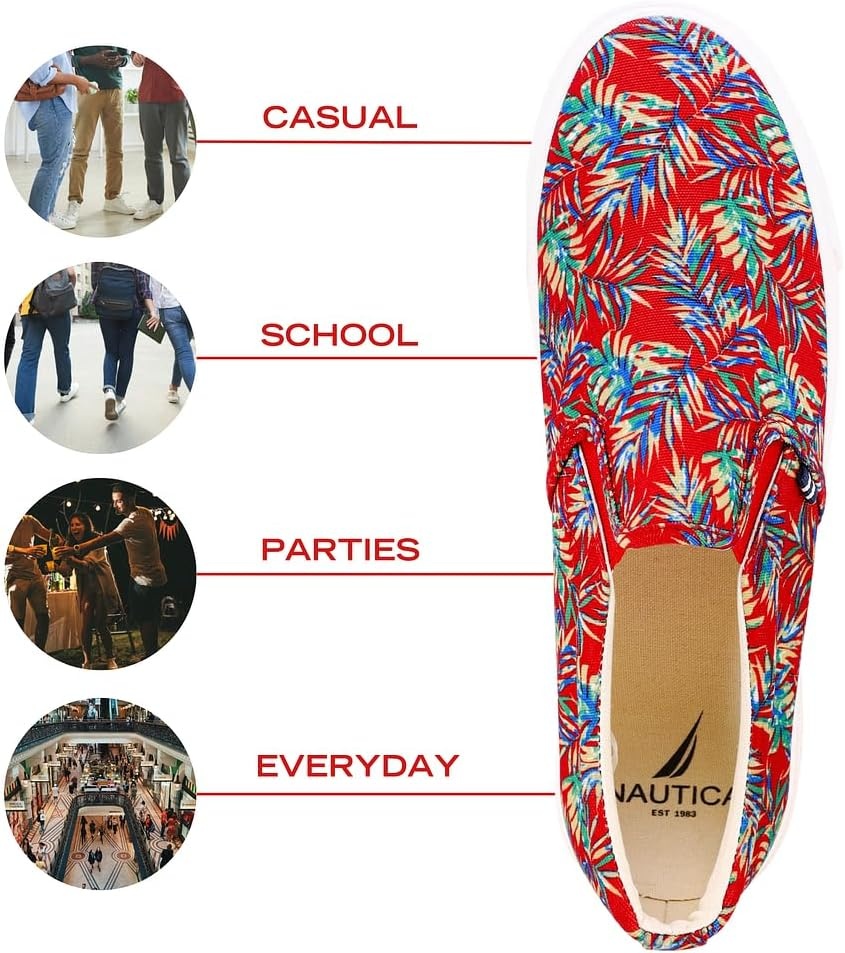image:imageNautica Mens SlipOn Shoes Casual Fashion Breathable Loafer Cushioned Comfortable amp Lightweight ChandlerRed Palm