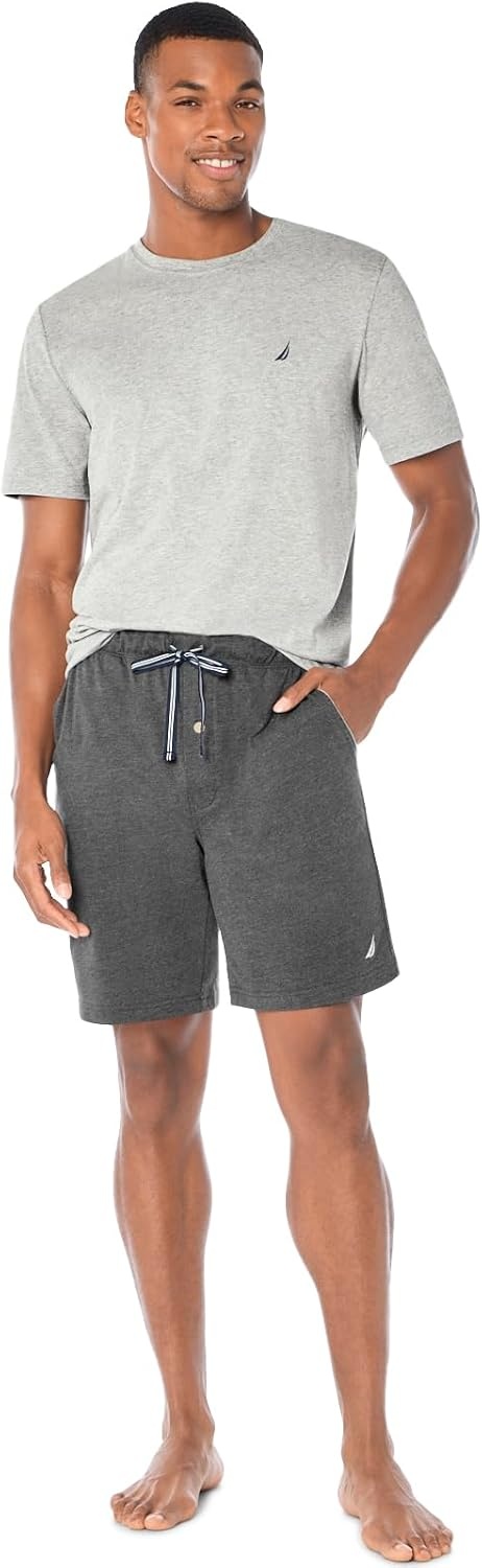 image:imageNautica Mens Soft Knit Elastic Waistband Sleep Lounge ShortCharcoal Heather