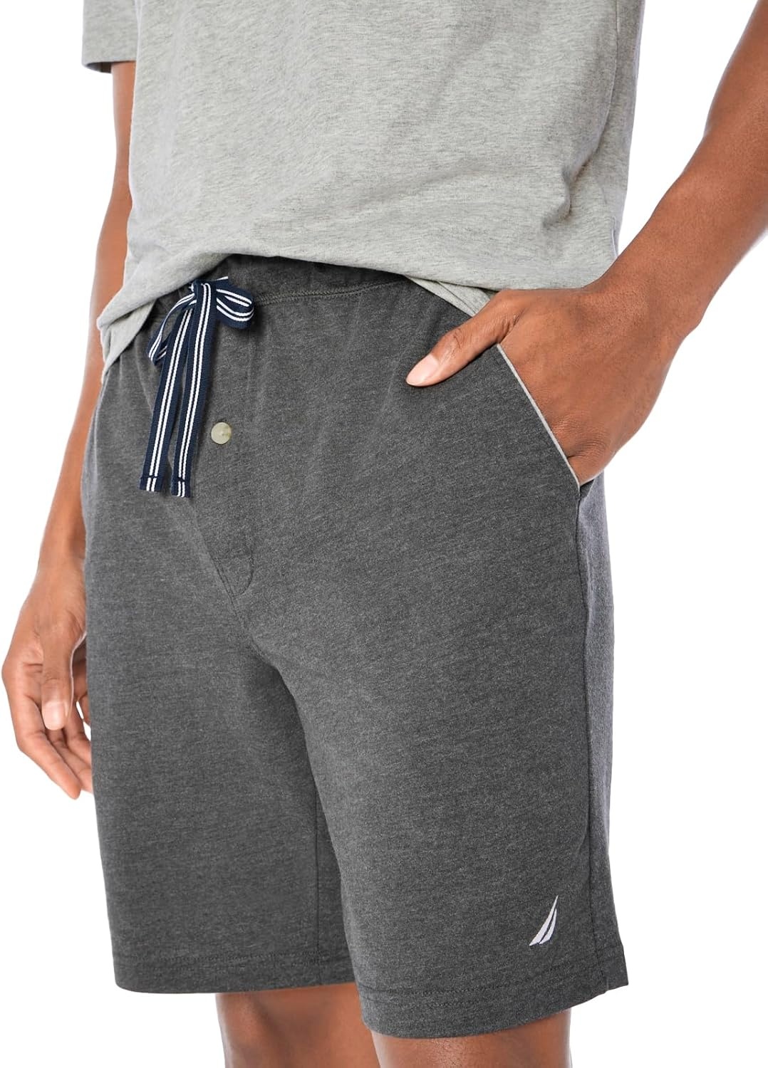 image:imageNautica Mens Soft Knit Elastic Waistband Sleep Lounge ShortCharcoal Heather