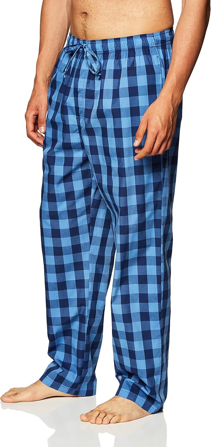 image:imageNautica Mens Soft Woven 100 Cotton Elastic Waistband Sleep Pajama PantBuffalo Blue
