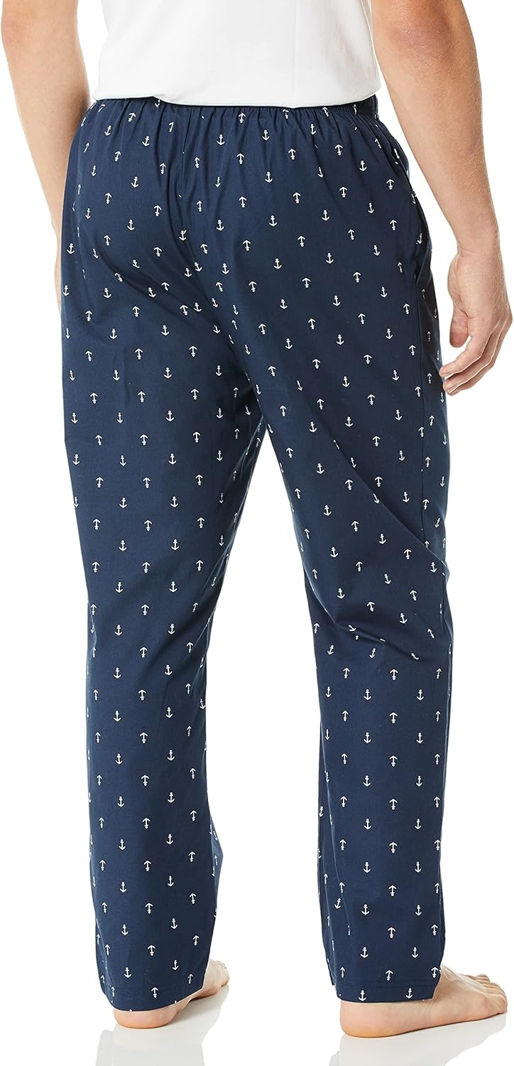 image:imageNautica Mens Soft Woven 100 Cotton Elastic Waistband Sleep Pajama PantDark Blue