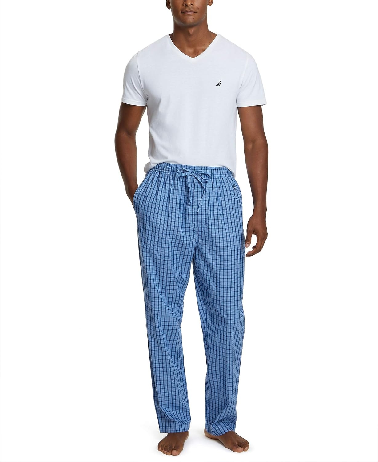 image:imageNautica Mens Soft Woven 100 Cotton Elastic Waistband Sleep Pajama PantFrench Blue