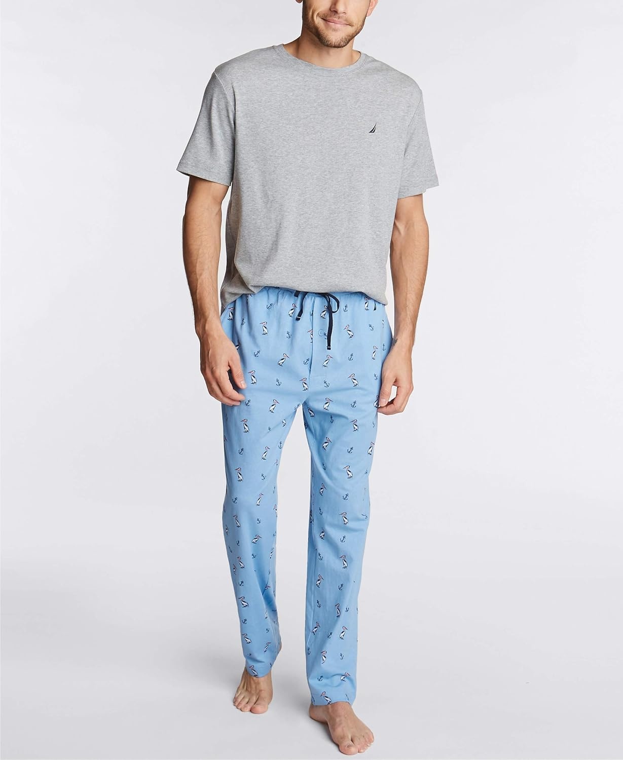 image:imageNautica Mens Soft Woven 100 Cotton Elastic Waistband Sleep Pajama PantPorthole Blue