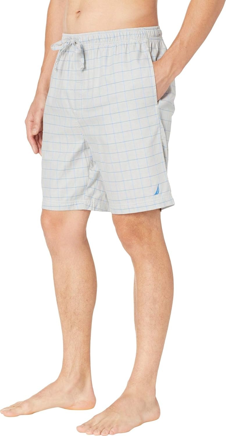 image:imageNautica Mens Soft Woven 100 Cotton Elastic Waistband Sleep Pajama ShortNeutral Grey