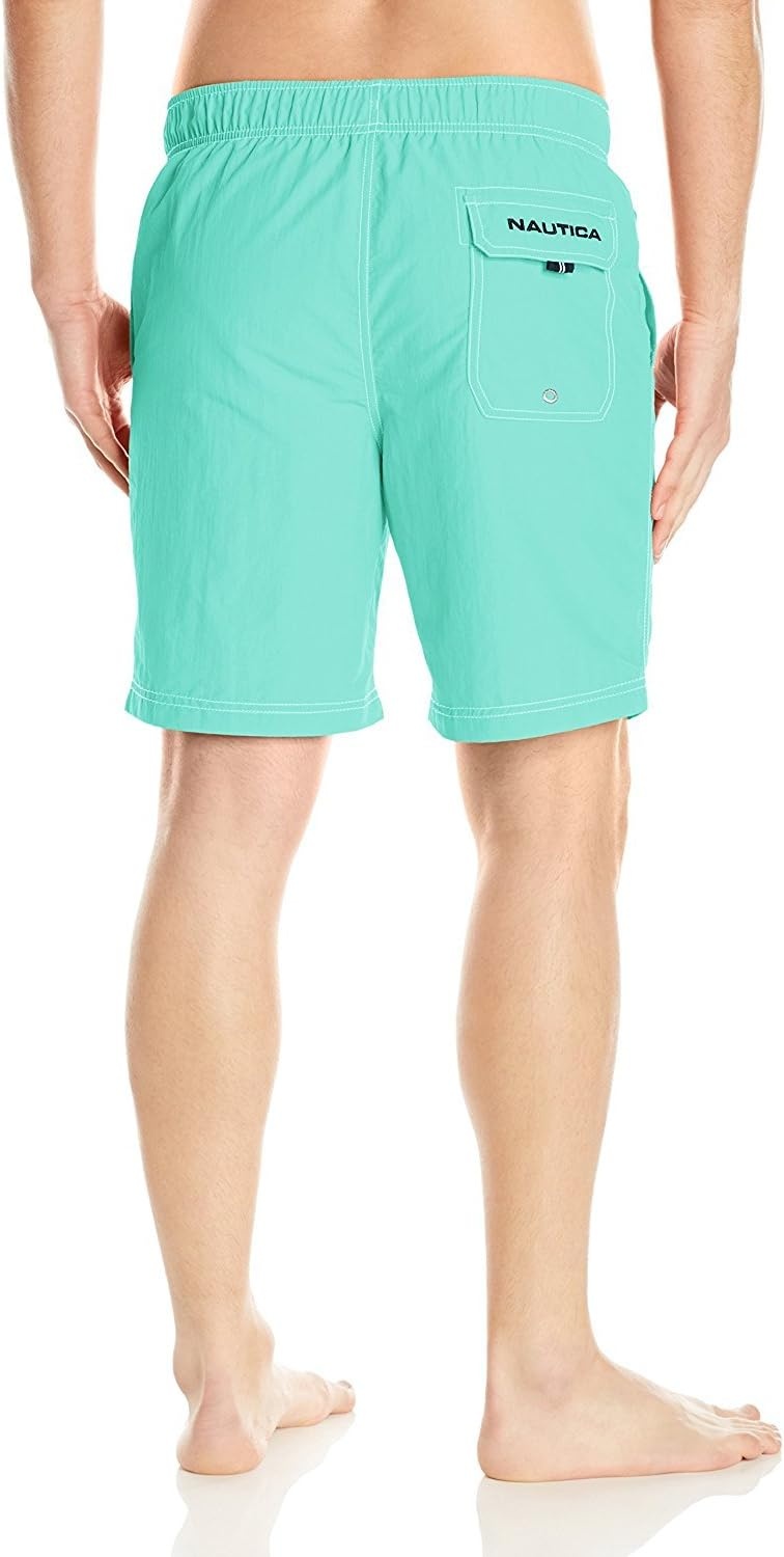 image:imageNautica Mens Solid Quick Dry Classic Logo SwimTrunkBali Bliss