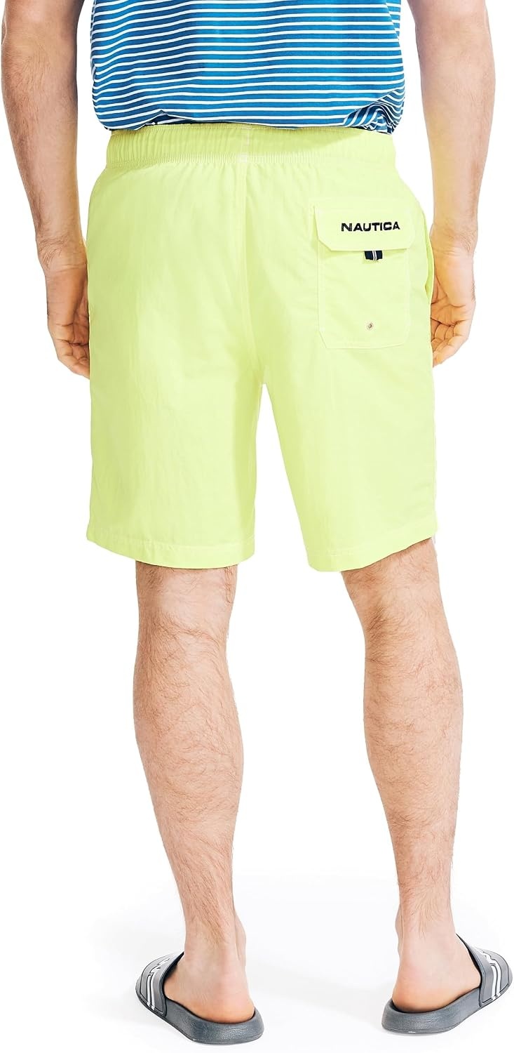 image:imageNautica Mens Solid Quick Dry Classic Logo SwimTrunkBlazing Yellow 1