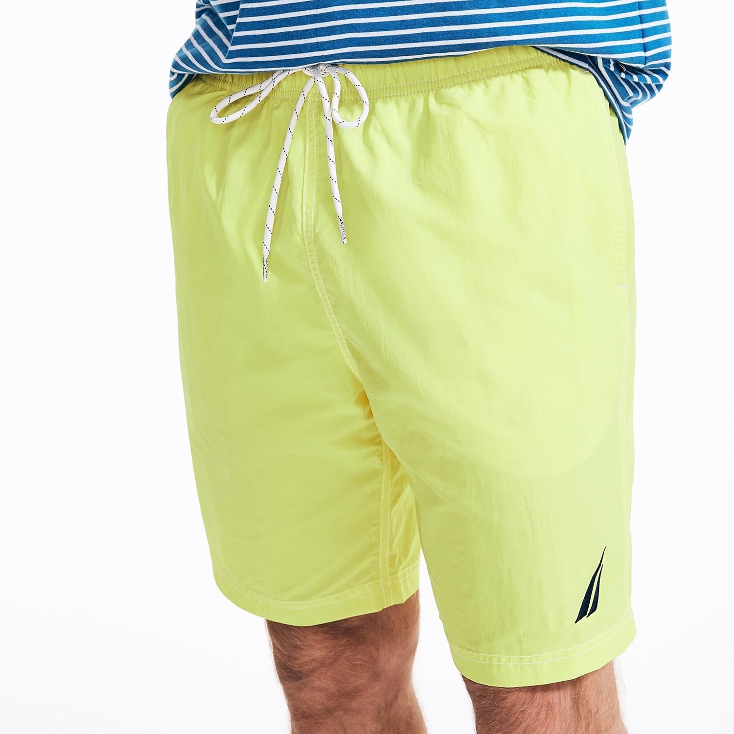 image:imageNautica Mens Solid Quick Dry Classic Logo SwimTrunkBlazing Yellow 1