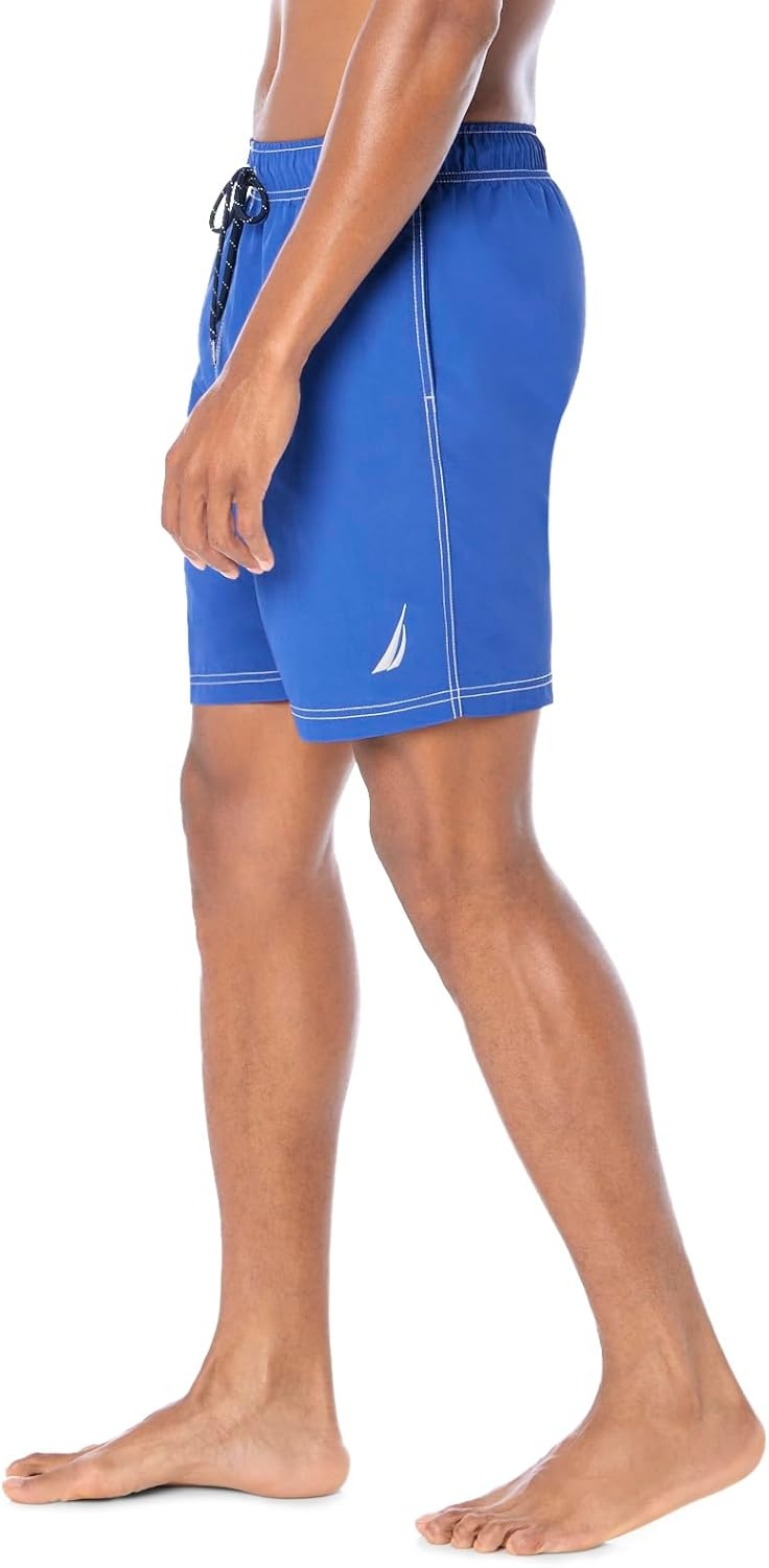 image:imageNautica Mens Solid Quick Dry Classic Logo SwimTrunkBright Cobalt