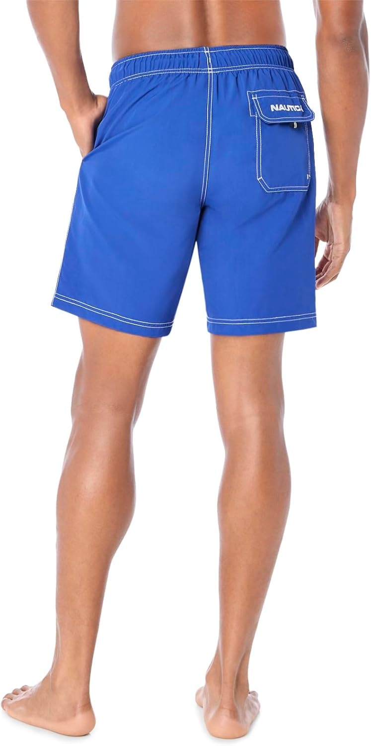image:imageNautica Mens Solid Quick Dry Classic Logo SwimTrunkBright Cobalt