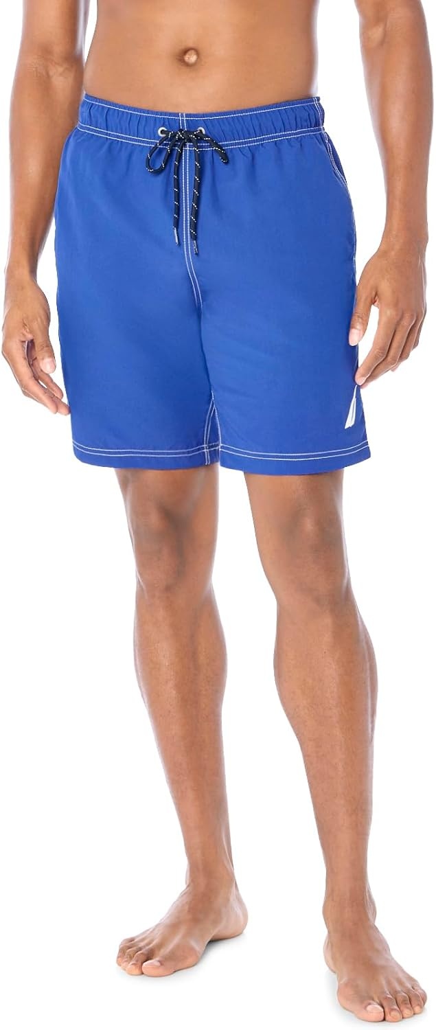 image:imageNautica Mens Solid Quick Dry Classic Logo SwimTrunkBright Cobalt