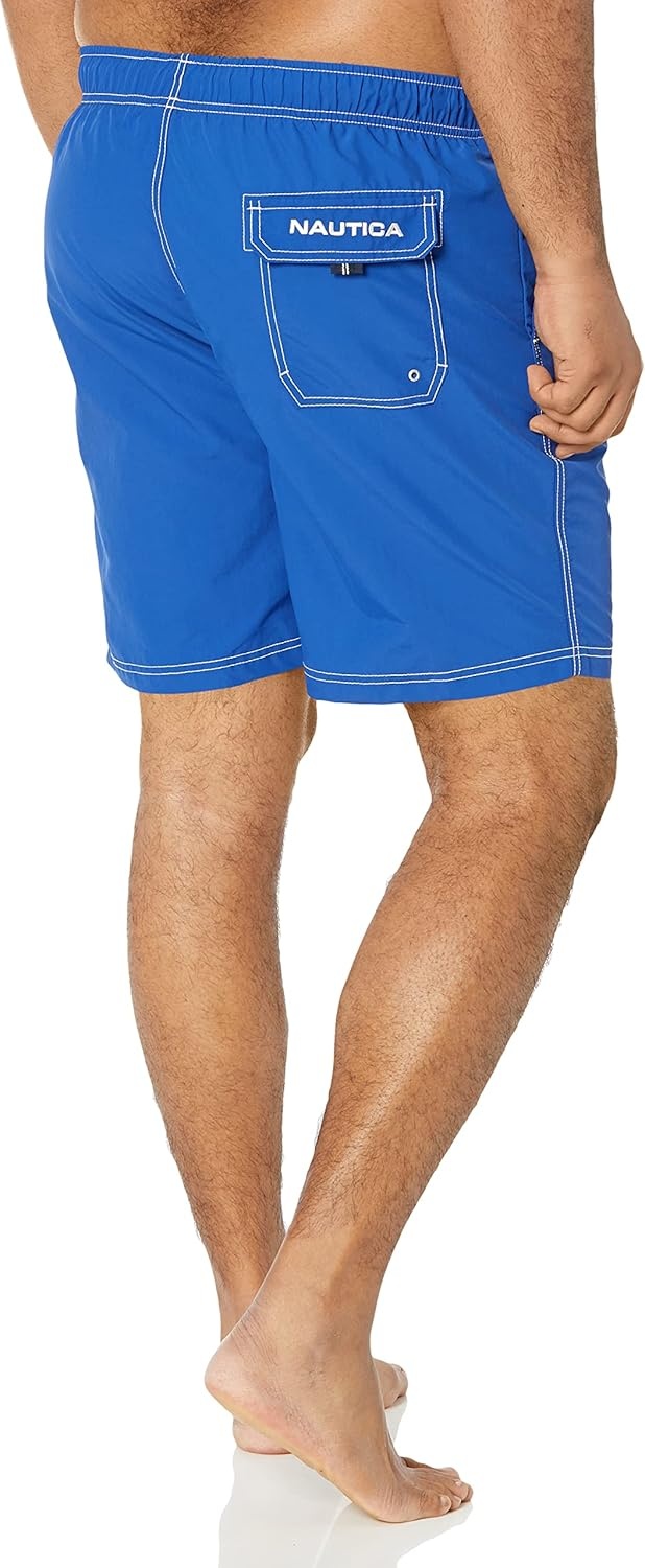 image:imageNautica Mens Solid Quick Dry Classic Logo SwimTrunkBright Cobalt