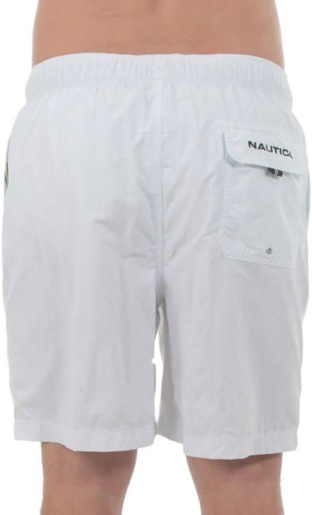 image:imageNautica Mens Solid Quick Dry Classic Logo SwimTrunkBright White