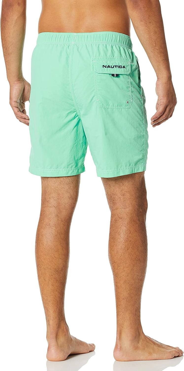 image:imageNautica Mens Solid Quick Dry Classic Logo SwimTrunkMint Spring Dark