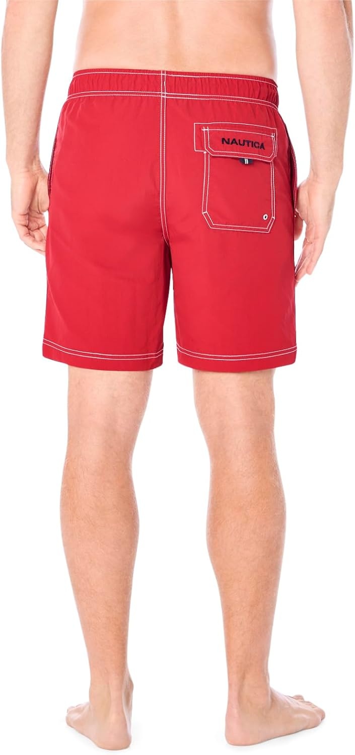 image:imageNautica Mens Solid Quick Dry Classic Logo SwimTrunkNautica Red