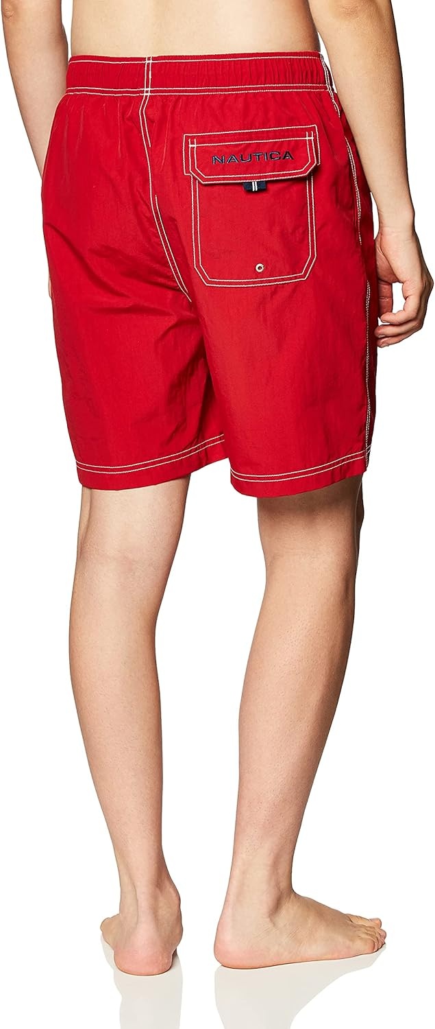 image:imageNautica Mens Solid Quick Dry Classic Logo SwimTrunkNautica Red