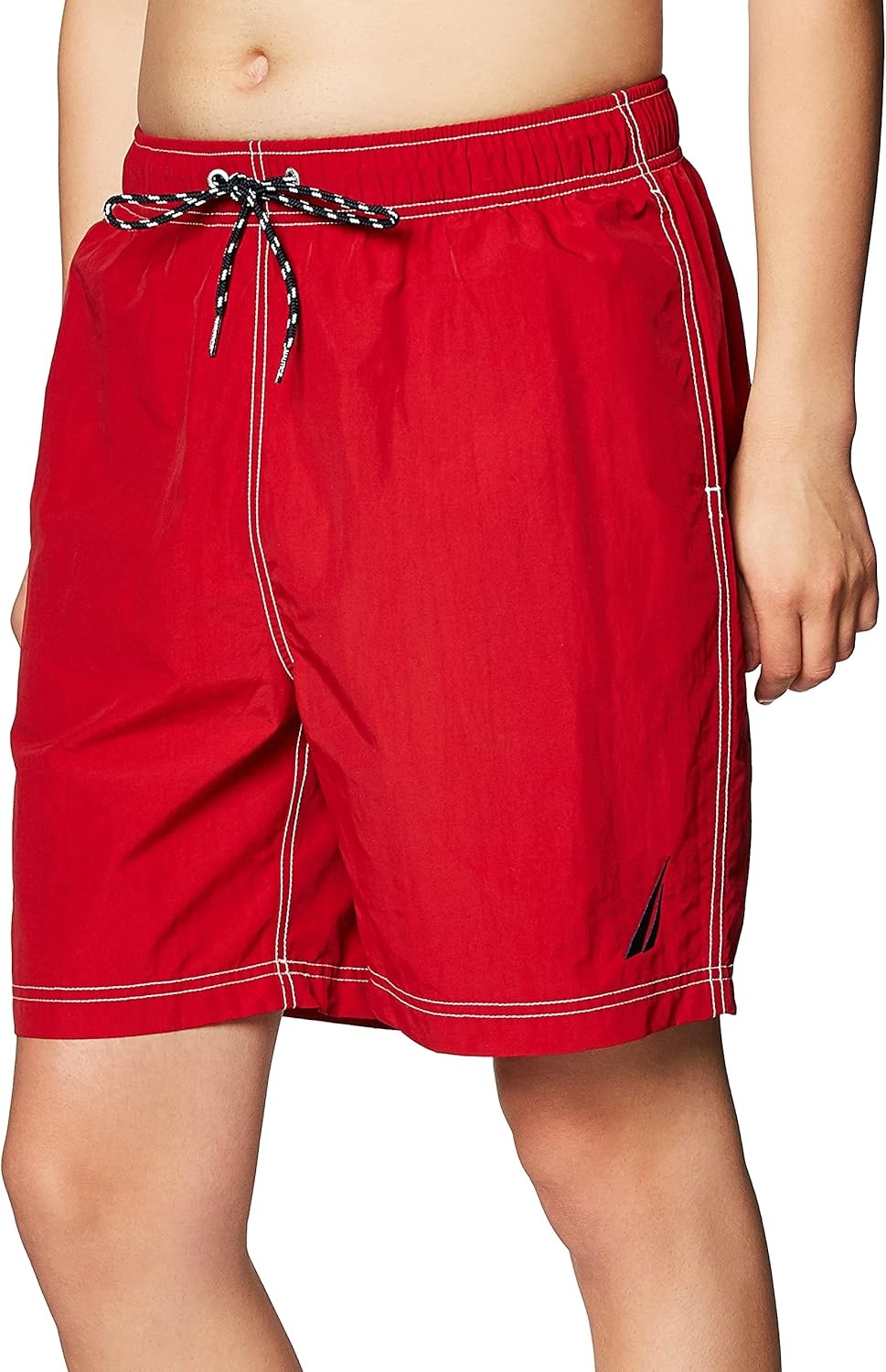 image:imageNautica Mens Solid Quick Dry Classic Logo SwimTrunkNautica Red