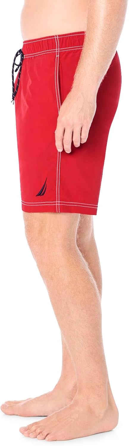 image:imageNautica Mens Solid Quick Dry Classic Logo SwimTrunkNautica Red