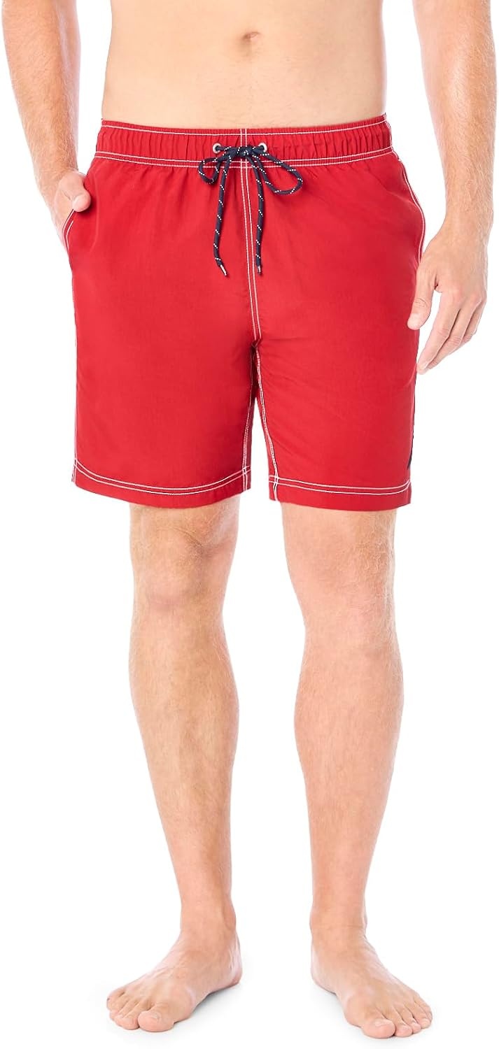 image:imageNautica Mens Solid Quick Dry Classic Logo SwimTrunkNautica Red
