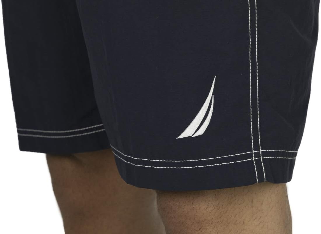 image:imageNautica Mens Solid Quick Dry Classic Logo SwimTrunkNavy