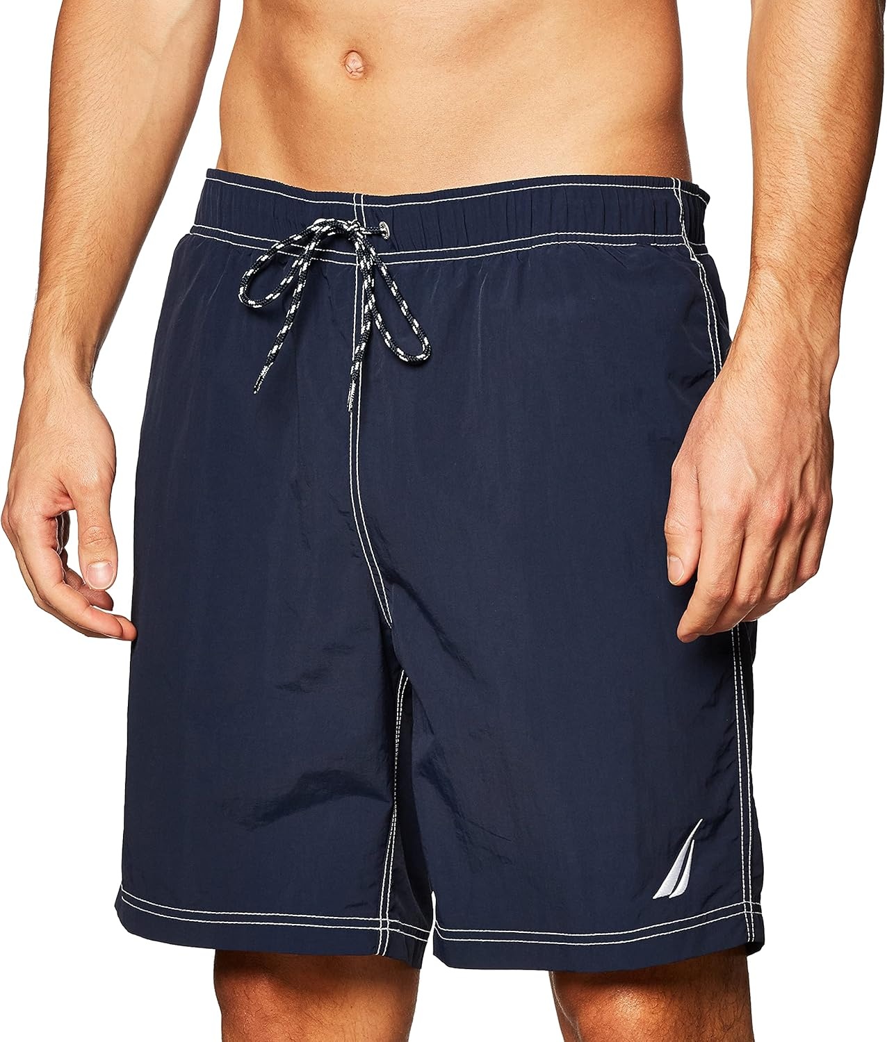 image:imageNautica Mens Solid Quick Dry Classic Logo SwimTrunkNavy