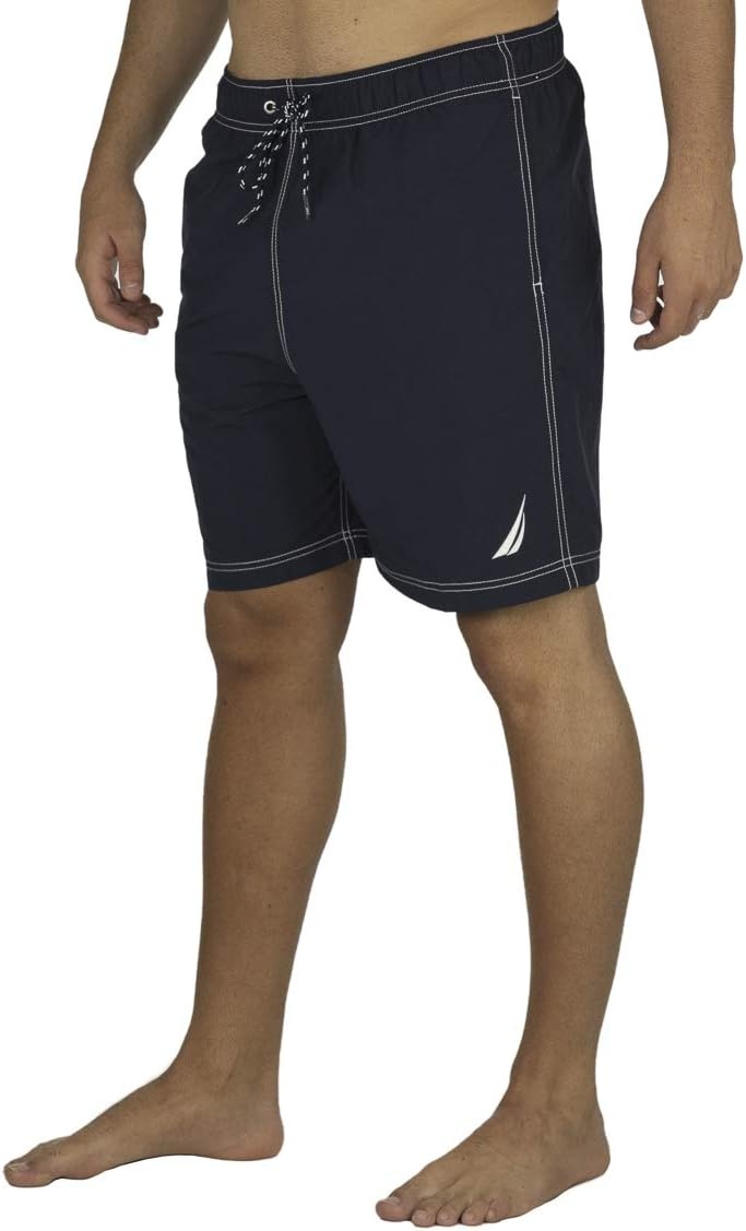 image:imageNautica Mens Solid Quick Dry Classic Logo SwimTrunkNavy