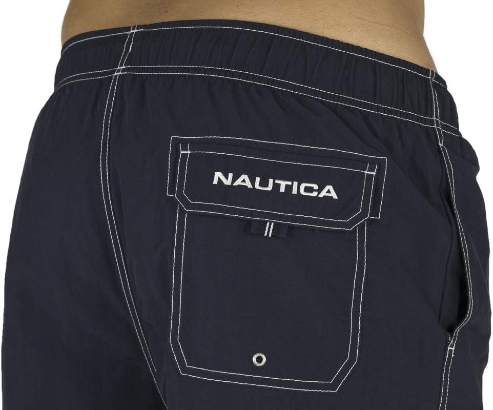 image:imageNautica Mens Solid Quick Dry Classic Logo SwimTrunkNavy