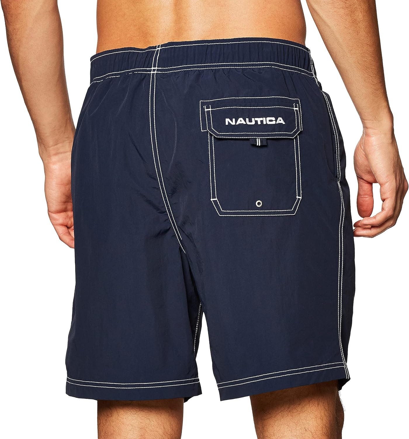 image:imageNautica Mens Solid Quick Dry Classic Logo SwimTrunkNavy