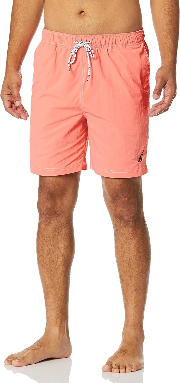 image:imageNautica Mens Solid Quick Dry Classic Logo SwimTrunkPale Coral