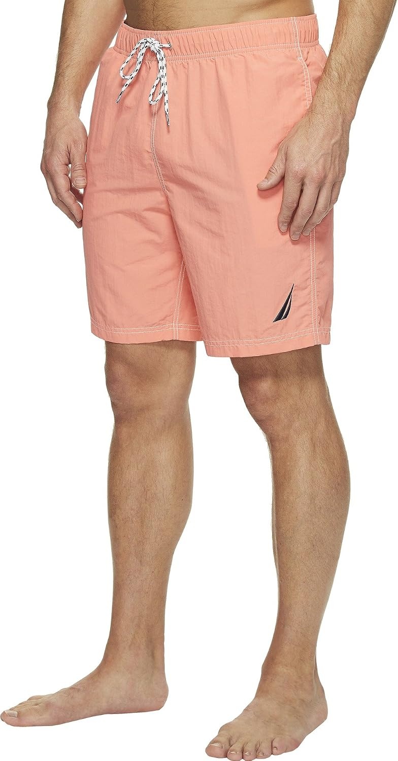 image:imageNautica Mens Solid Quick Dry Classic Logo SwimTrunkPale Coral
