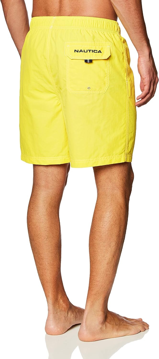 image:imageNautica Mens Solid Quick Dry Classic Logo SwimTrunkSunfish Yellow