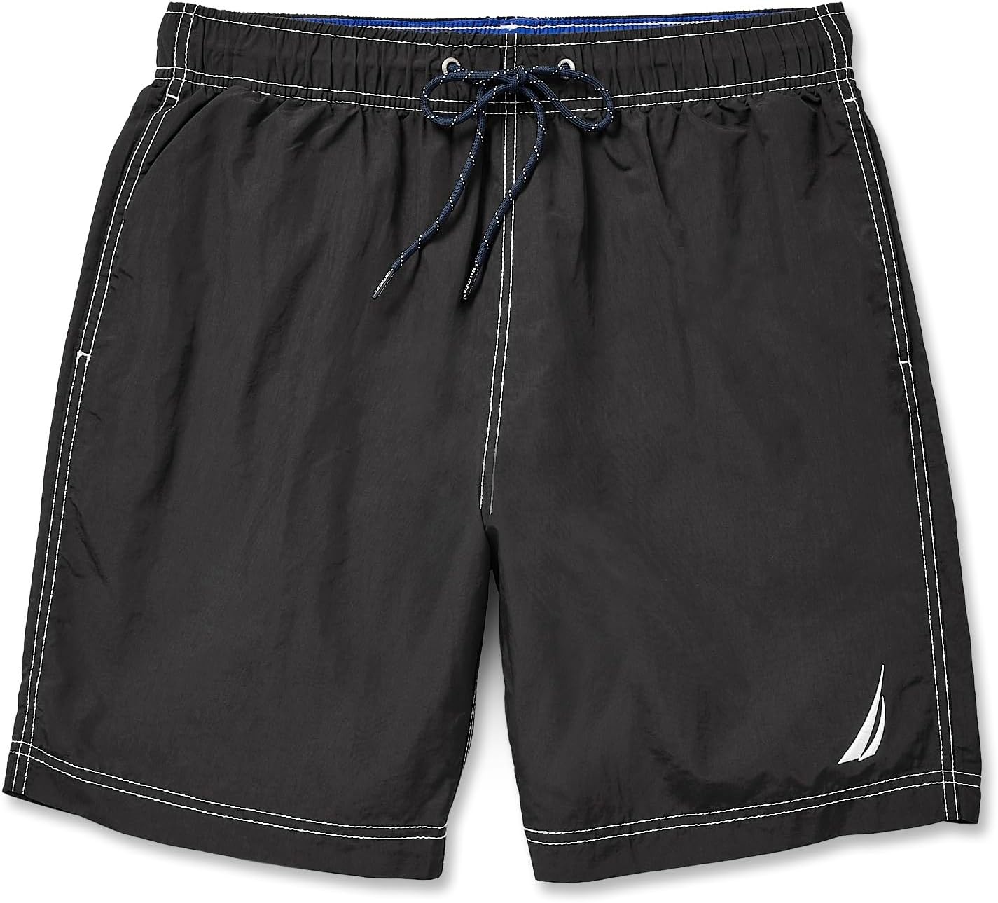 image:imageNautica Mens Solid Quick Dry Classic Logo SwimTrunkTrue Black