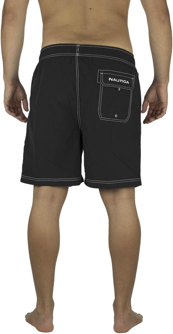 image:imageNautica Mens Solid Quick Dry Classic Logo SwimTrunkTrue Black