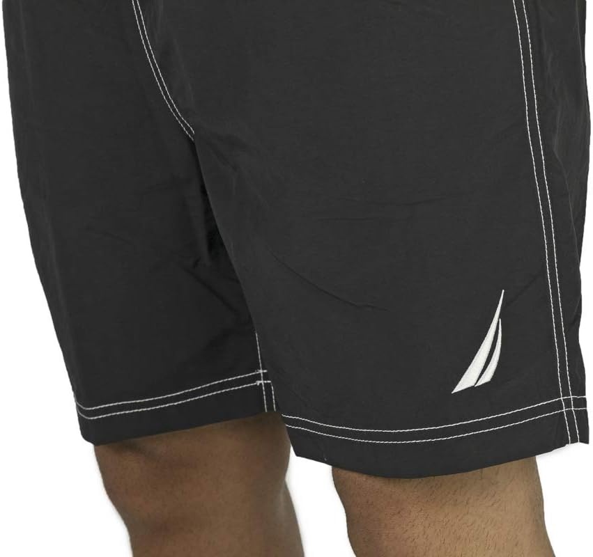 image:imageNautica Mens Solid Quick Dry Classic Logo SwimTrunkTrue Black