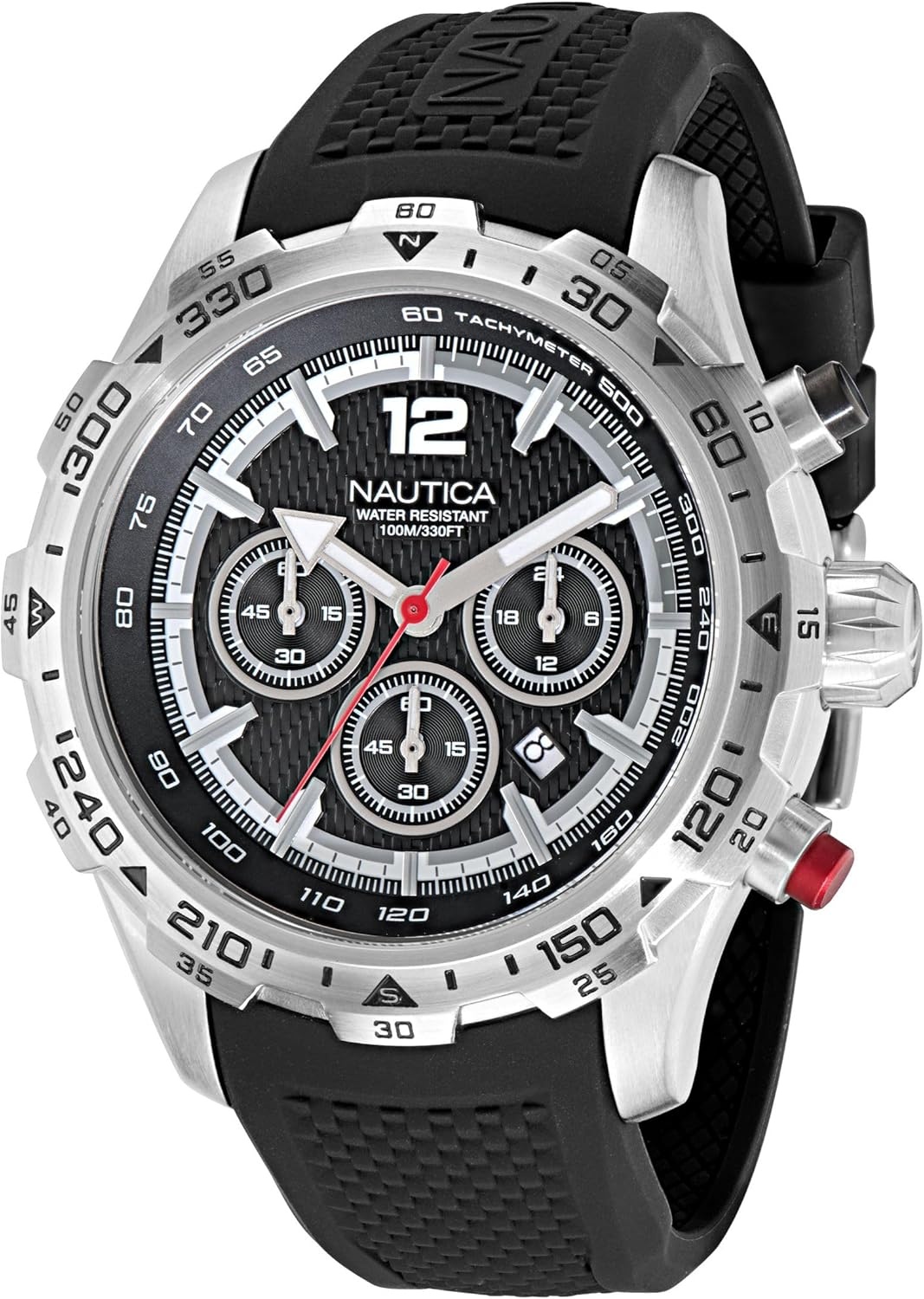 image:imageNautica Mens Stainless Steel Bracelet amp Black Silicone Strap Watch Model NAPNSS405