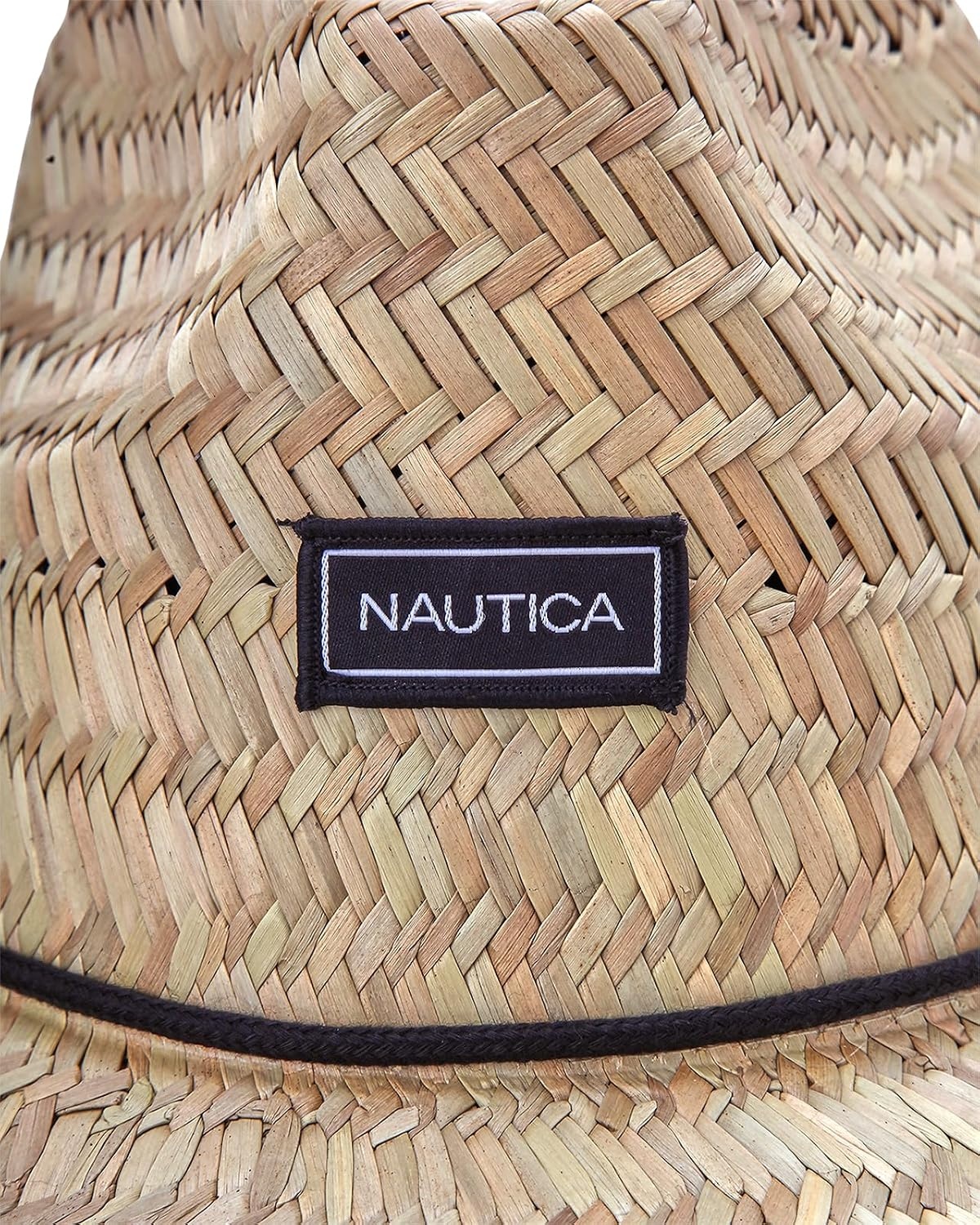 image:imageNautica Mens Straw Lifeguard Hat Lightweight Wide Brim Outdoor Beach Sun Hats for Men with Adjustable Chin StrapBlack