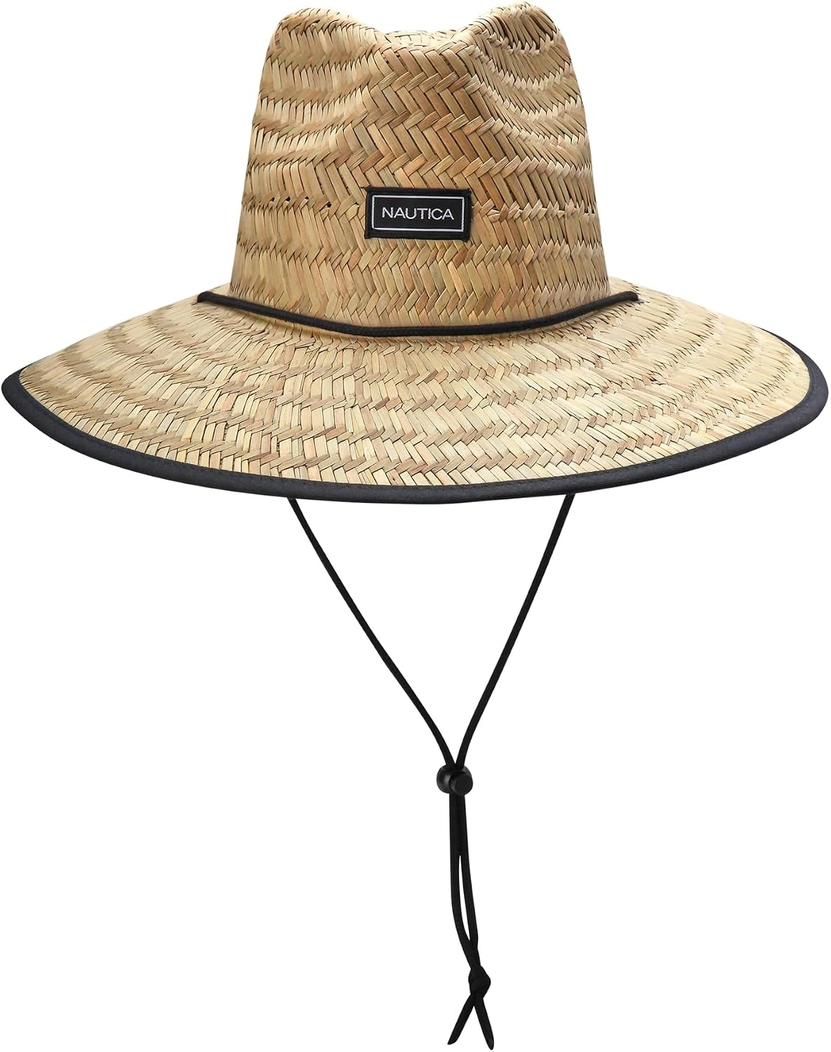 image:imageNautica Mens Straw Lifeguard Hat Lightweight Wide Brim Outdoor Beach Sun Hats for Men with Adjustable Chin StrapBlack