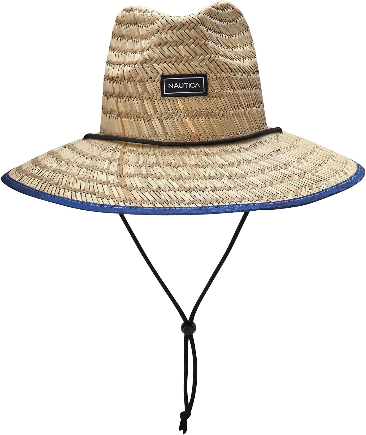 image:imageNautica Mens Straw Lifeguard Hat Lightweight Wide Brim Outdoor Beach Sun Hats for Men with Adjustable Chin StrapNavy
